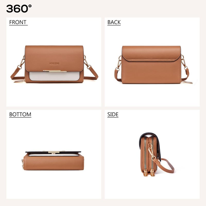 Roulens Small Crossbody Bag for Women,Cell Phone Purse Women's Shoulder Handbags Wallet Purse with Credit Card Slots - Image 3